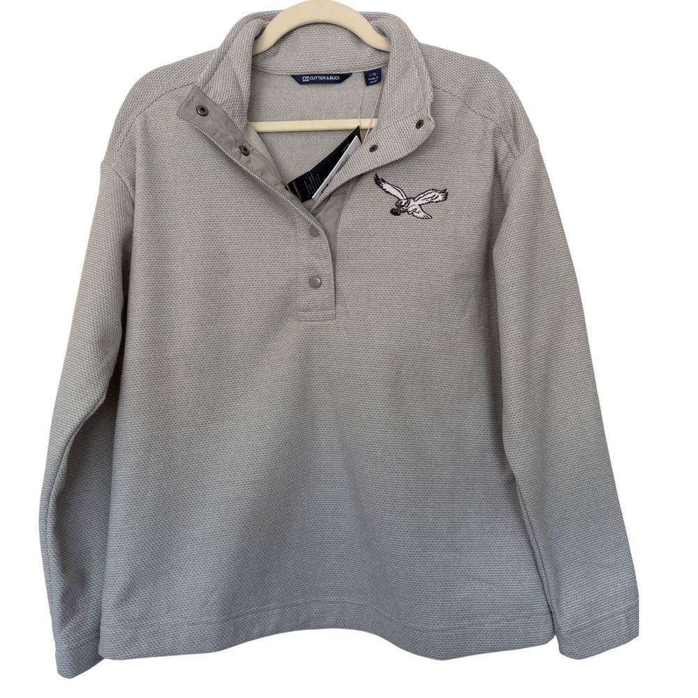 Cutter & Buck Philadelphia Eagles NFL Snap Fleece 1/4 Zip Pullover Mens L NWT